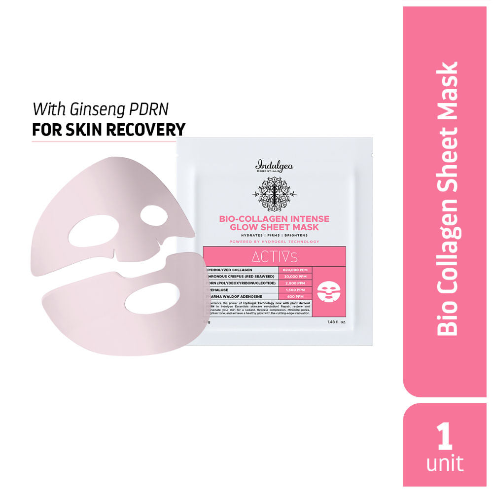 Indulgeo Essentials Ginseng PDRN Enriched Bio Collagen Intense Glow Sheet Mask (44g) - Distacart