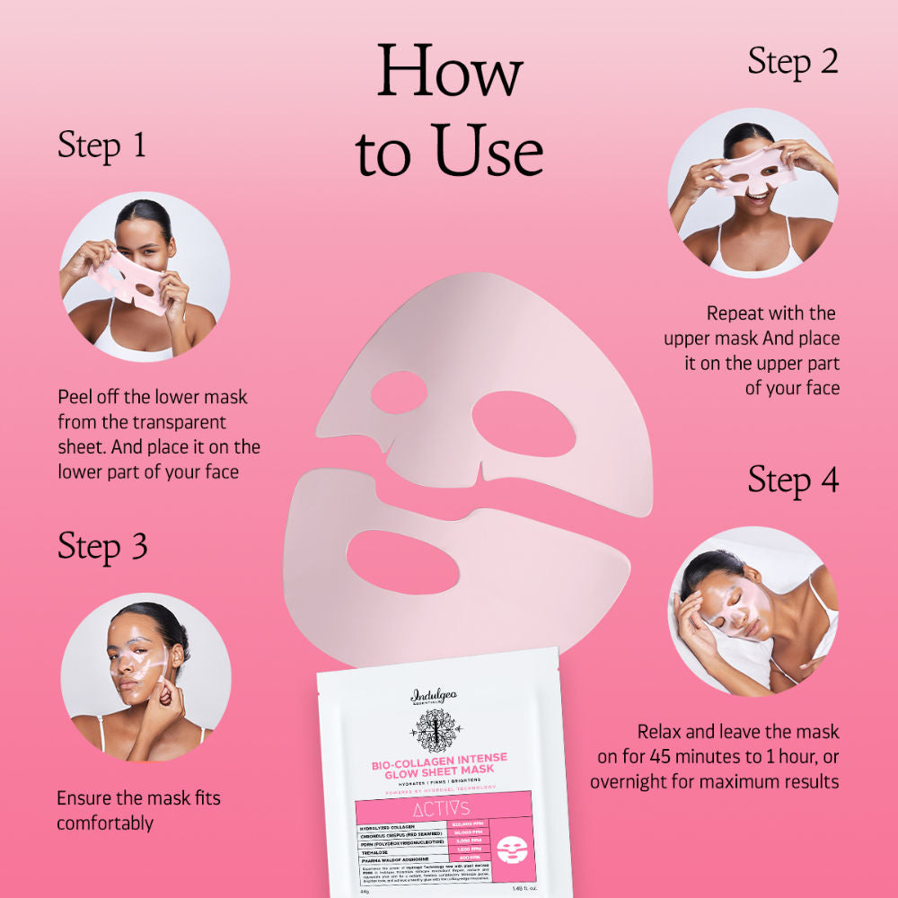 Indulgeo Essentials Ginseng PDRN Enriched Bio Collagen Intense Glow Sheet Mask (44g)