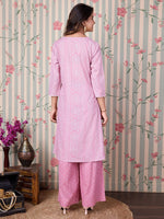 Thumbnail for Ode by House of Pataudi Floral Printed Regular Pure Cotton Kurta with Trousers - Distacart