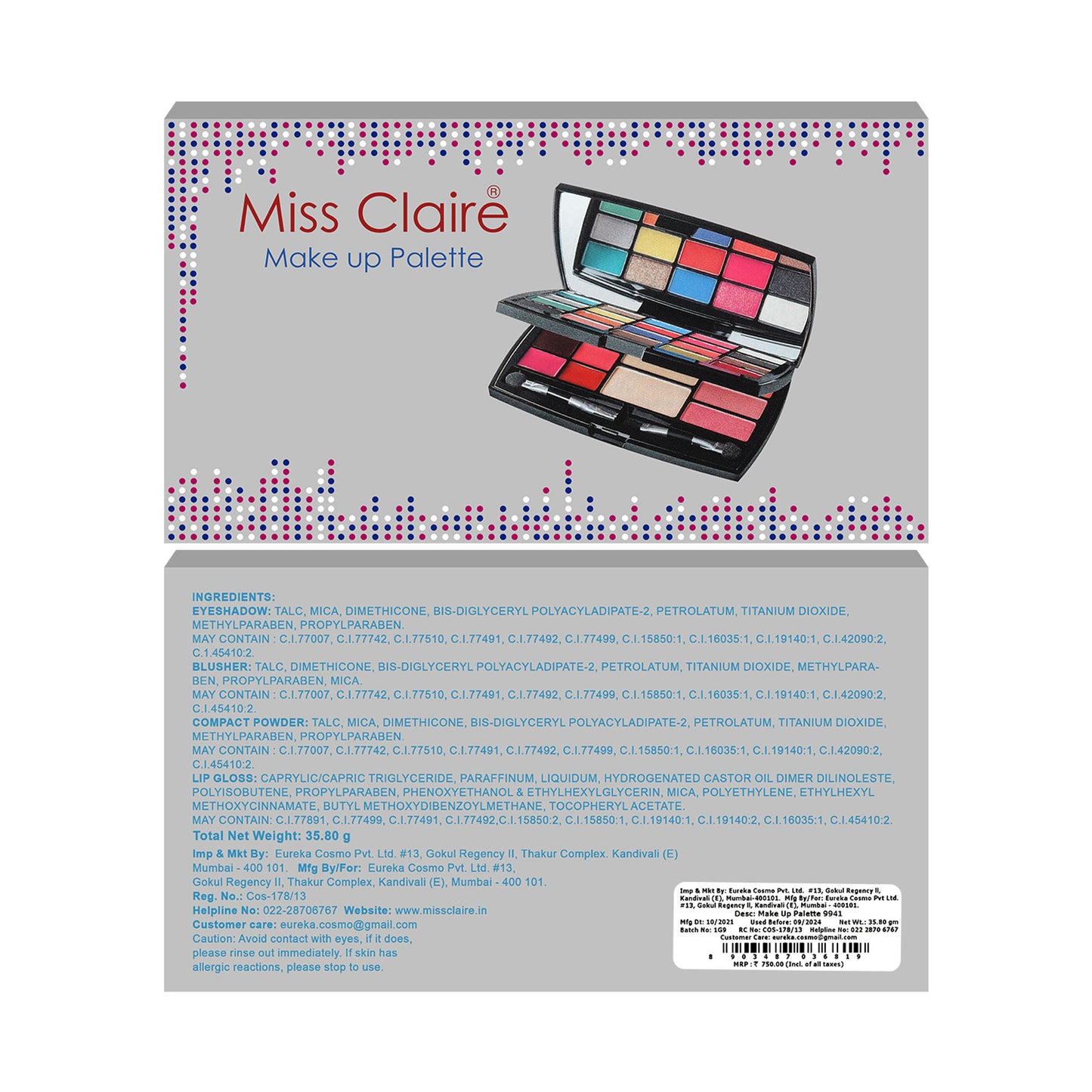 Miss Claire Make Up Palette 9941 (Make Up Kit) - Distacart