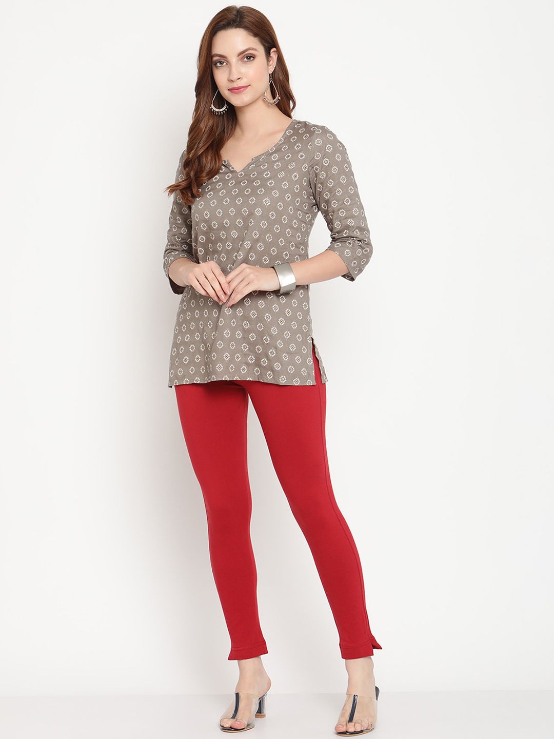 TAG 7 Women Pack of 2 Maroon & Brown Solid Kurti Pants - Distacart