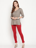 Thumbnail for TAG 7 Women Pack of 2 Maroon & Brown Solid Kurti Pants - Distacart