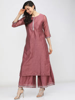 Thumbnail for Vishudh Women Pink Regular Kurta with Palazzos & Dupatta