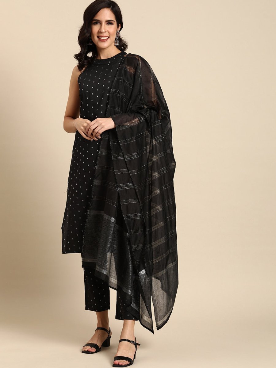 Anouk Self Design Regular Kurta with Trousers & With Dupatta - Distacart