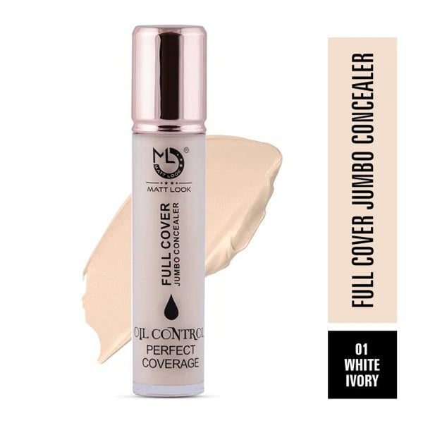 Matt Look Full Cover Jumbo Oil Control Perfect Coverage Concealer - White Ivory
