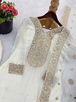 Thumbnail for Teeya Creation White Color Fendy Silk Embroidery Work Wedding Wear Salwar Suit - Distacart