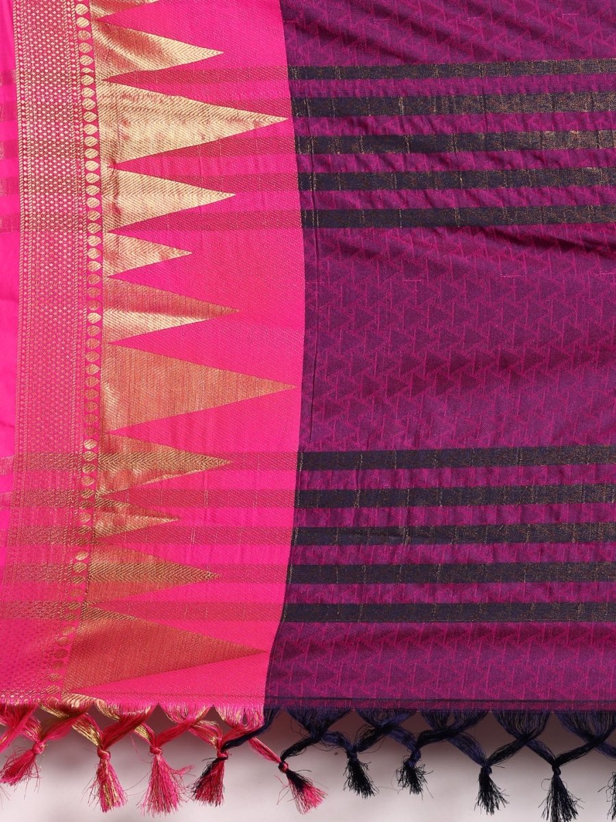Anouk Navy Blue Woven Design Pure Silk Kanjeevaram Saree - Distacart