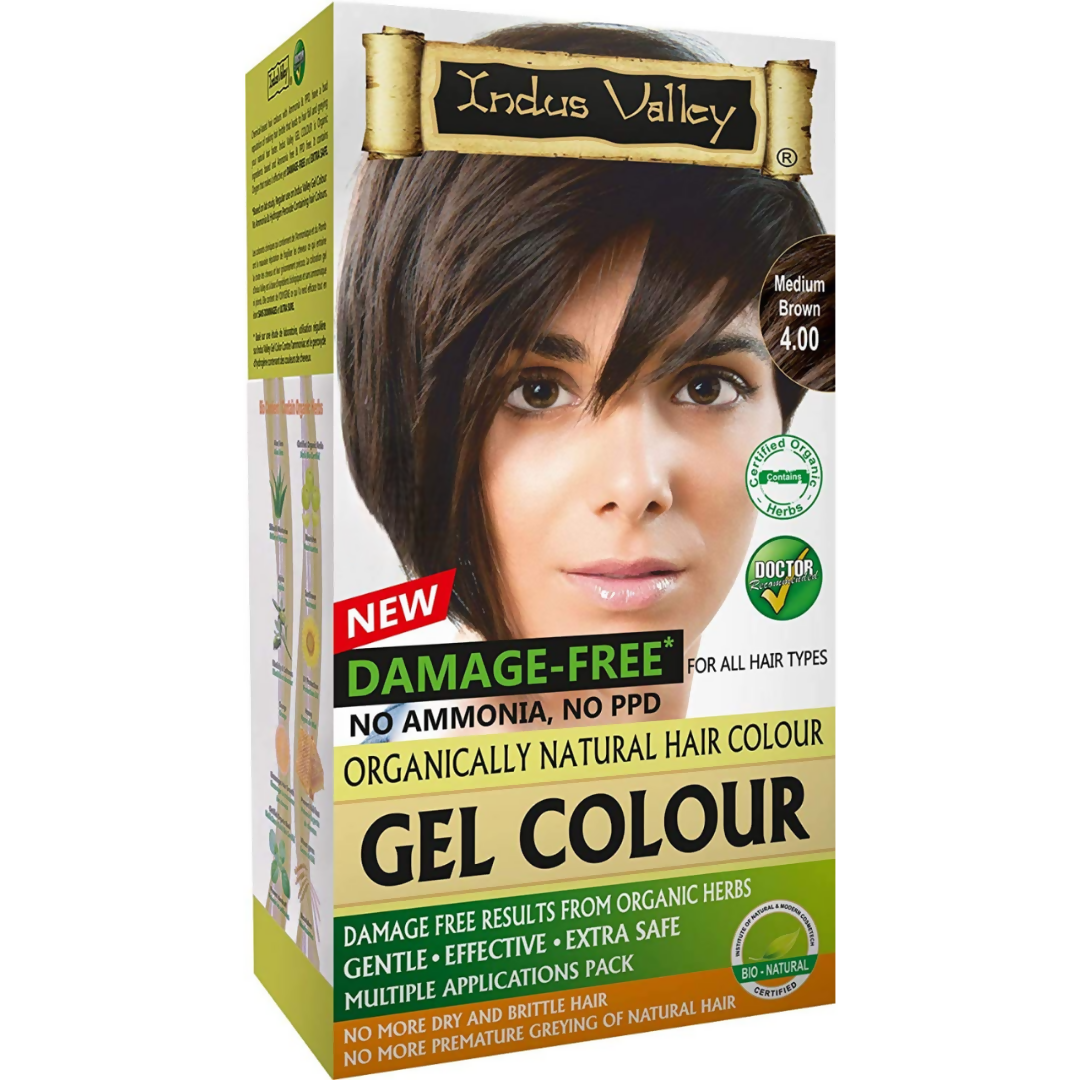 Indus Valley Damage-Free Gel Hair Color- Medium Brown - Distacart