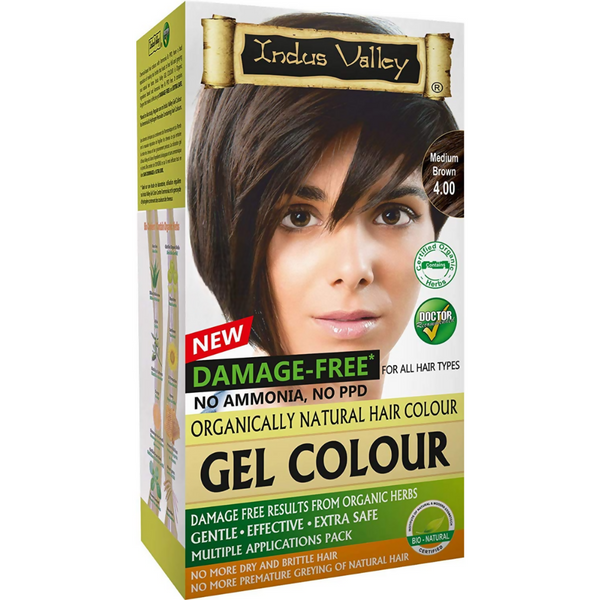 Indus Valley Damage-Free Gel Hair Color- Medium Brown - Distacart