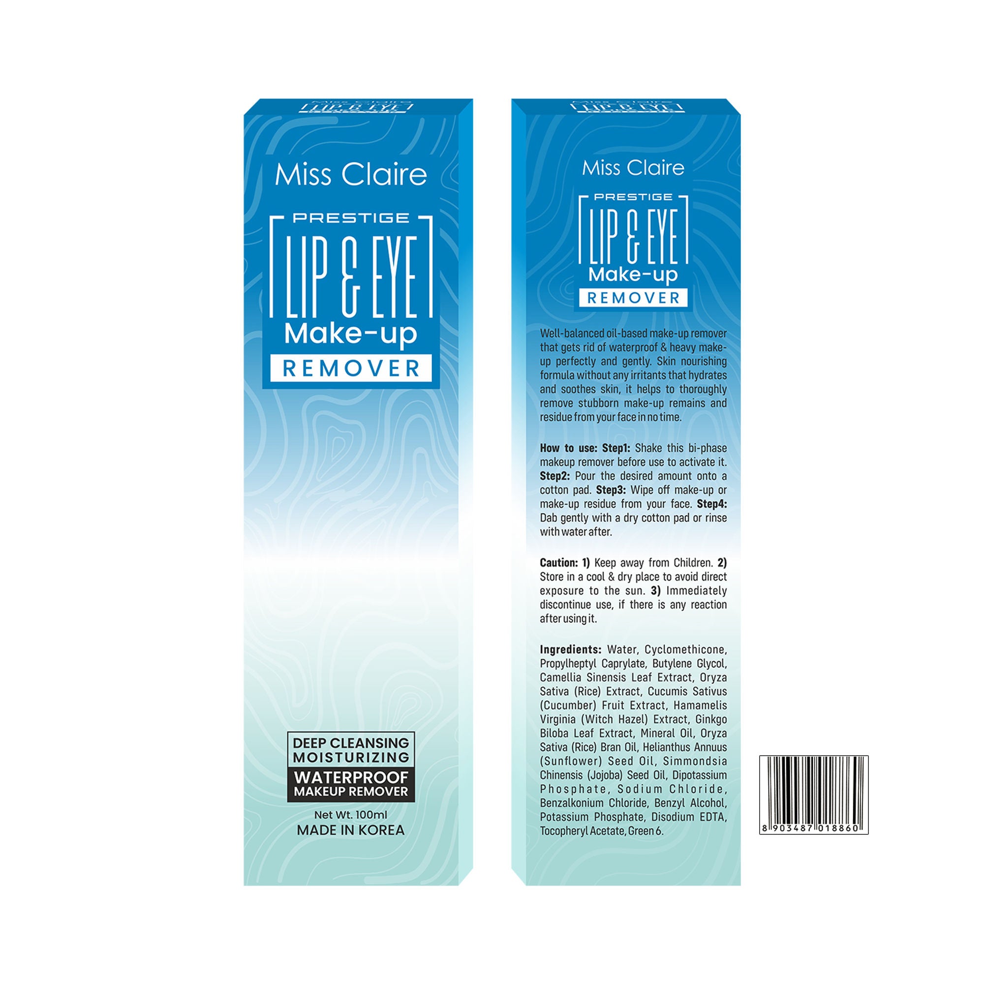 Miss Claire Prestige Lip & Eye Makeup Remover - Aqua