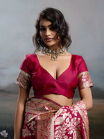 Thumbnail for Shree Shyam Fashion Maroon Silk Blend Saree - Distacart