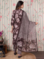Thumbnail for Ode by House of Pataudi Floal Printed Regular Pure Cotton Kurta with Trousers & Dupatta - Distacart