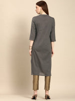 Thumbnail for All About You Women Grey Ethnic Motifs Yoke Design Pure Cotton Kurta - Distacart