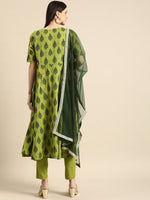 Thumbnail for All About You Women Women Green Ethnic Motifs Printed Kurta with Trousers & With Dupatta - Distacart