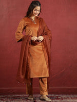 Thumbnail for Sangria V-Neck Kurta & Trouser With Dupatta