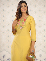 Thumbnail for Ode by House of Pataudi Floral Embroidered Thread Work Straight Kurta with Trousers - Distacart