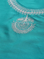 Thumbnail for Anouk Women Teal Blue Yoke Design Regular Kurta with Trousers & Dupatta - Distacart