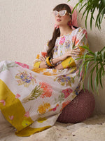 Thumbnail for Indo Era Floral Printed Round Neck Pure Cotton Straight Kurta With Trouser