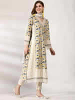 Thumbnail for Anouk Floral Printed Regular Thread Work Pure Cotton Kurta With Trousers & Dupatta