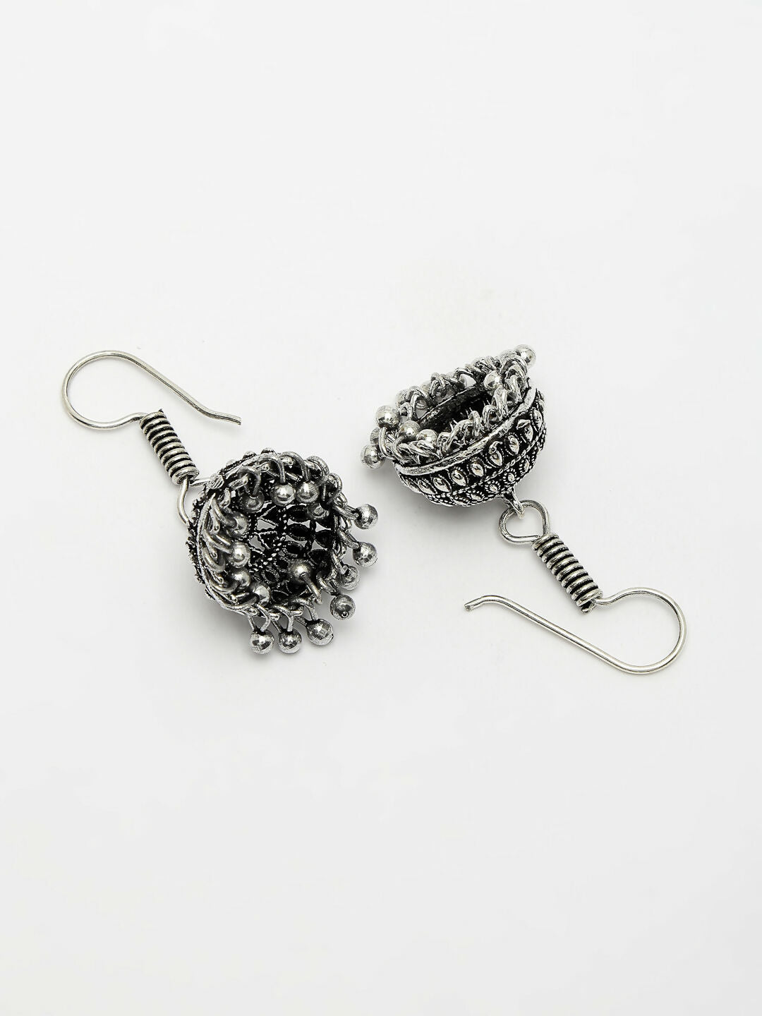 NVR Women's Silver-Toned Peacock Design Oxidized Necklace with Jhumka Earrings - Distacart