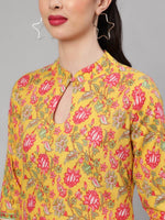 Thumbnail for Aks Floral Printed Regular Pure Cotton Kurta With Trousers - Distacart