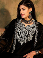 Thumbnail for Indo Era Floral Yoke Design Regular Thread Work Kurta With Trousers & Dupatta