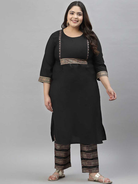 Sztori Plus Size Ethnic Motifs Printed Regular Kurta with Trousers