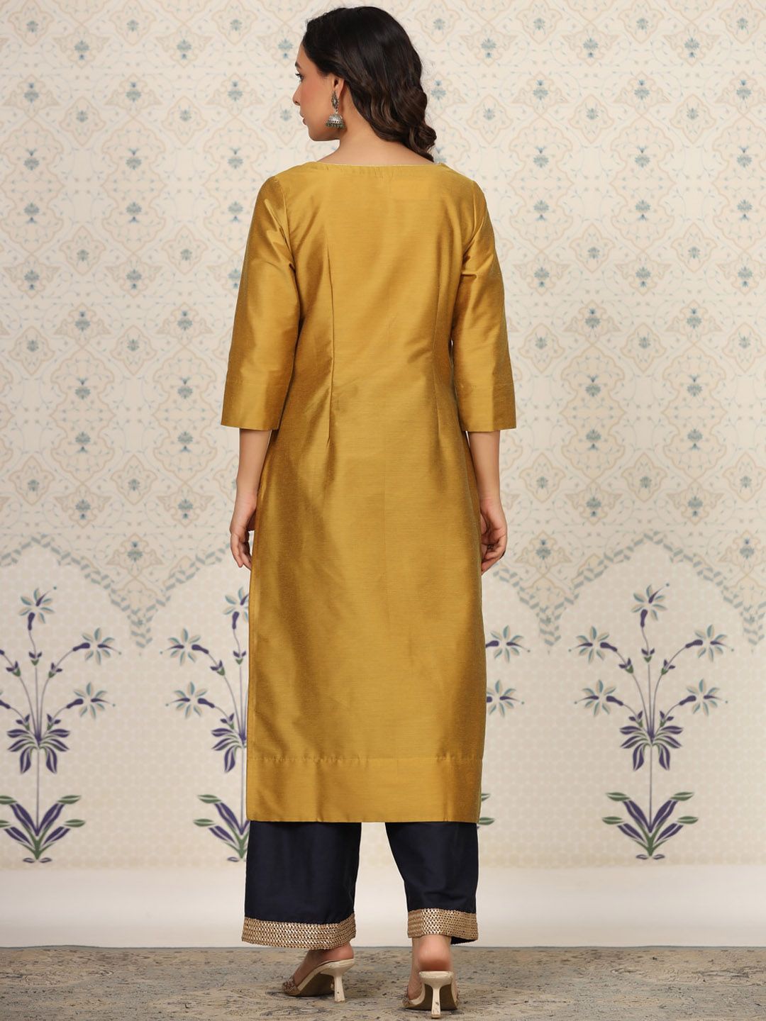 Ode by House of Pataudi Round Neck Kurta With Palazzos - Distacart