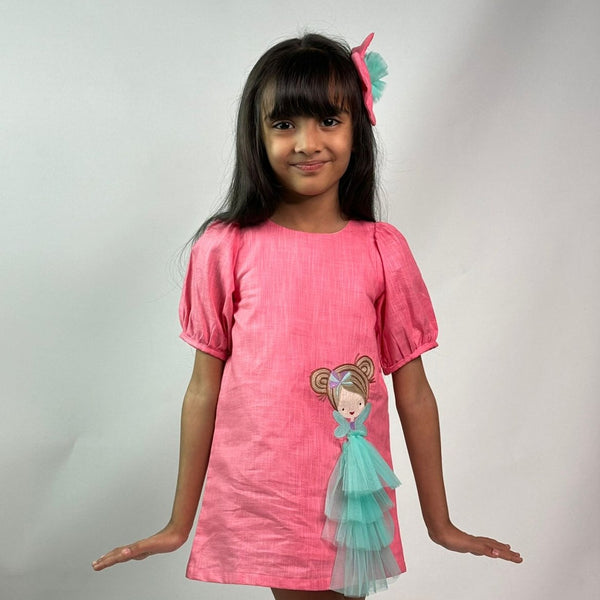 ArthLife Coral Pink Doll A-Line Dress - Distacart