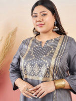 Thumbnail for Sztori Ethnic Motifs Printed Notched Neck Straight Kurta With Palazzo - Distacart