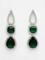 Thumbnail for NVR Women's Green & Silver-Plated American Diamond Handcrafted Jewellery Set - Distacart