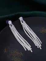 Thumbnail for NVR Women Silver Toned Contemporary Drop Earrings - Distacart