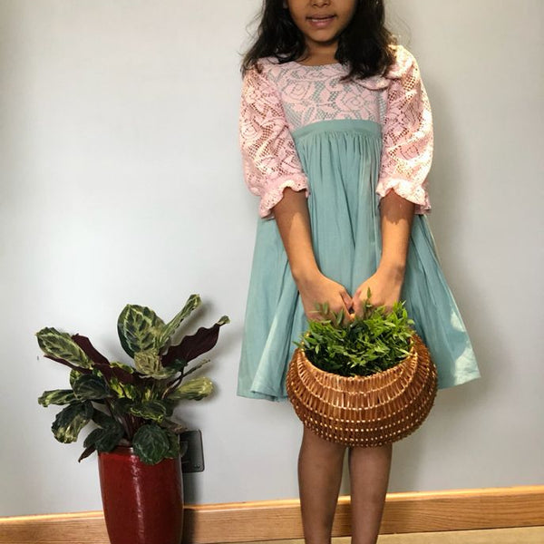 ArthLife Green And Pink Net Dress - Distacart