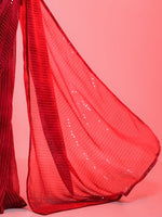 Thumbnail for Anouk Red & Gold-Toned Embellished Sequinned Pure Georgette Saree - Distacart
