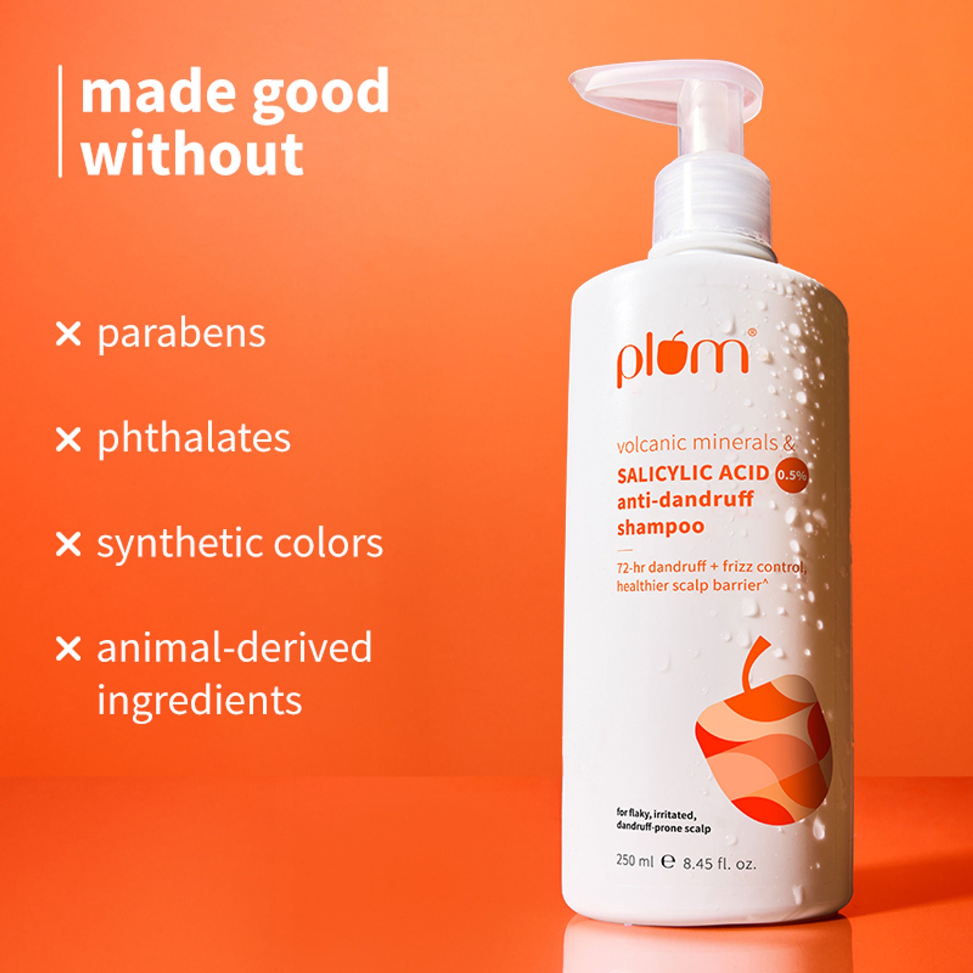 Plum Anti-Dandruff Shampoo with Volcanic Minerals 0.5% Salicylic Acid, 72hr Dandruff & Frizz Control - Distacart