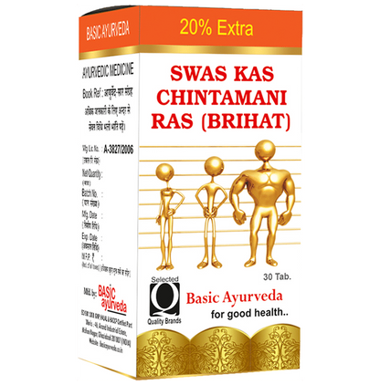 Basic Ayurveda Shwas Chintamani Ras with Gold - Distacart