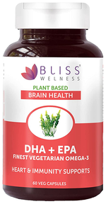 Thumbnail for bliss welness brain health dha epa finest vegetarian omega 3 veg capsule