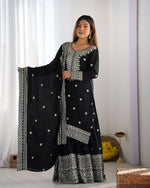 Thumbnail for Teeya Creation Black Colour Chinnon Silk Heavy Embroidery Work Fully Stitched Salwar Suit