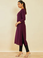 Thumbnail for Soch Floral Embroidered Embellished Straight Kurta - Distacart