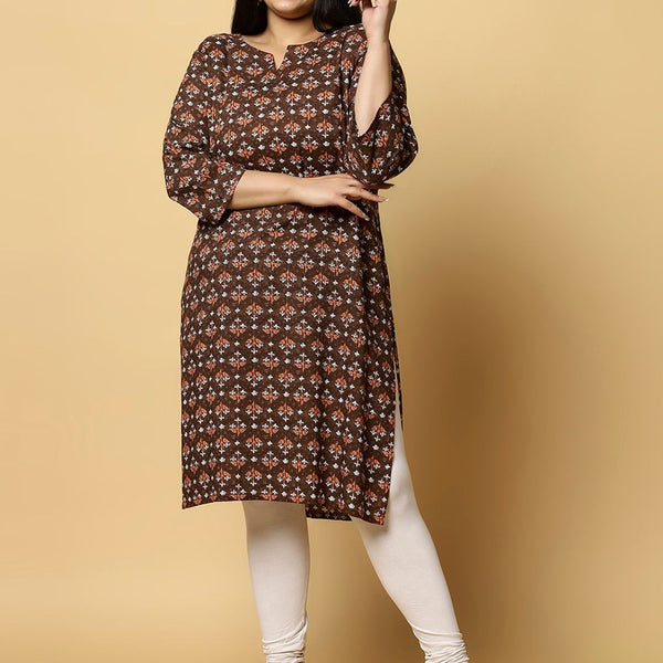 Sztori Plus Size Ethnic Motifs Printed Pure Cotton Kurta - Distacart
