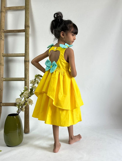 ArthLife Yellow Pepa Rainbow Partywear Dress - Distacart