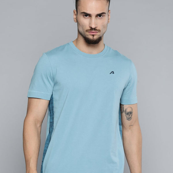 Alcis Men Blue Solid Slim Fit Gym T-shirt - Distacart