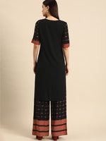 Thumbnail for All About You Women Black & Pink Regular Round Neck Kurta with Palazzos - Distacart