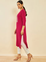 Thumbnail for Soch Floral Yoke Design Gotta Patti Straight Kurta - Distacart