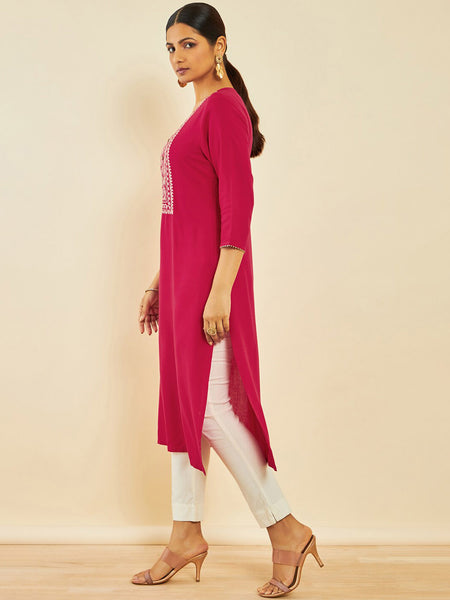 Soch Floral Yoke Design Gotta Patti Straight Kurta - Distacart