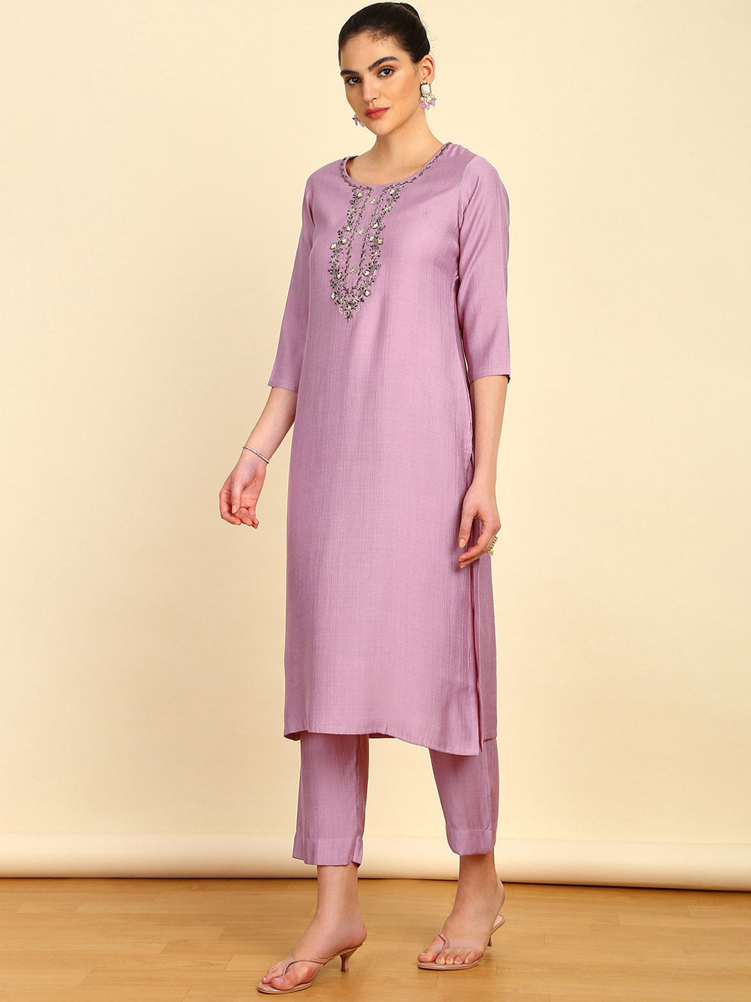 Soch Ethnic Motifs Embroidered Regular Thread Work Kurta with Trousers - Distacart