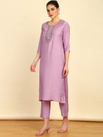 Thumbnail for Soch Ethnic Motifs Embroidered Regular Thread Work Kurta with Trousers - Distacart