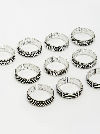 NVR Women's Set of 5 Silver-Plated German Silver Toe Ring - Distacart