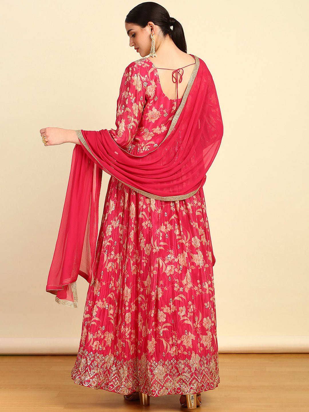 Soch Floral Embroidered Regular Kurta with Churidar & Dupatta - Distacart
