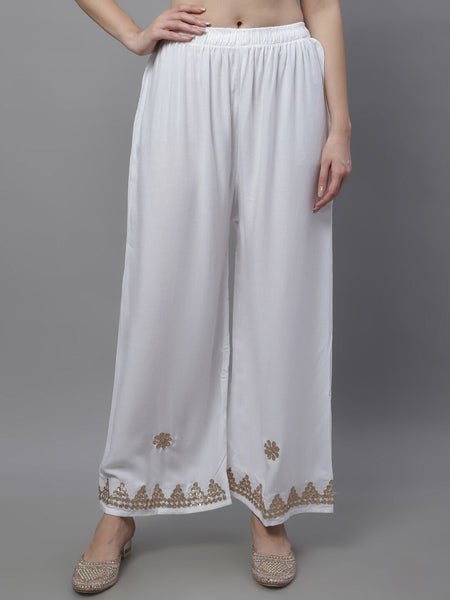 TAG 7 Women Ethnic Motifs Hem Design Flared Palazzos